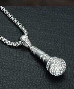 תליון שרשרת מיקרופון - כסף