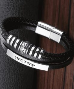 צמיד עור מעוצב עם חריטה
